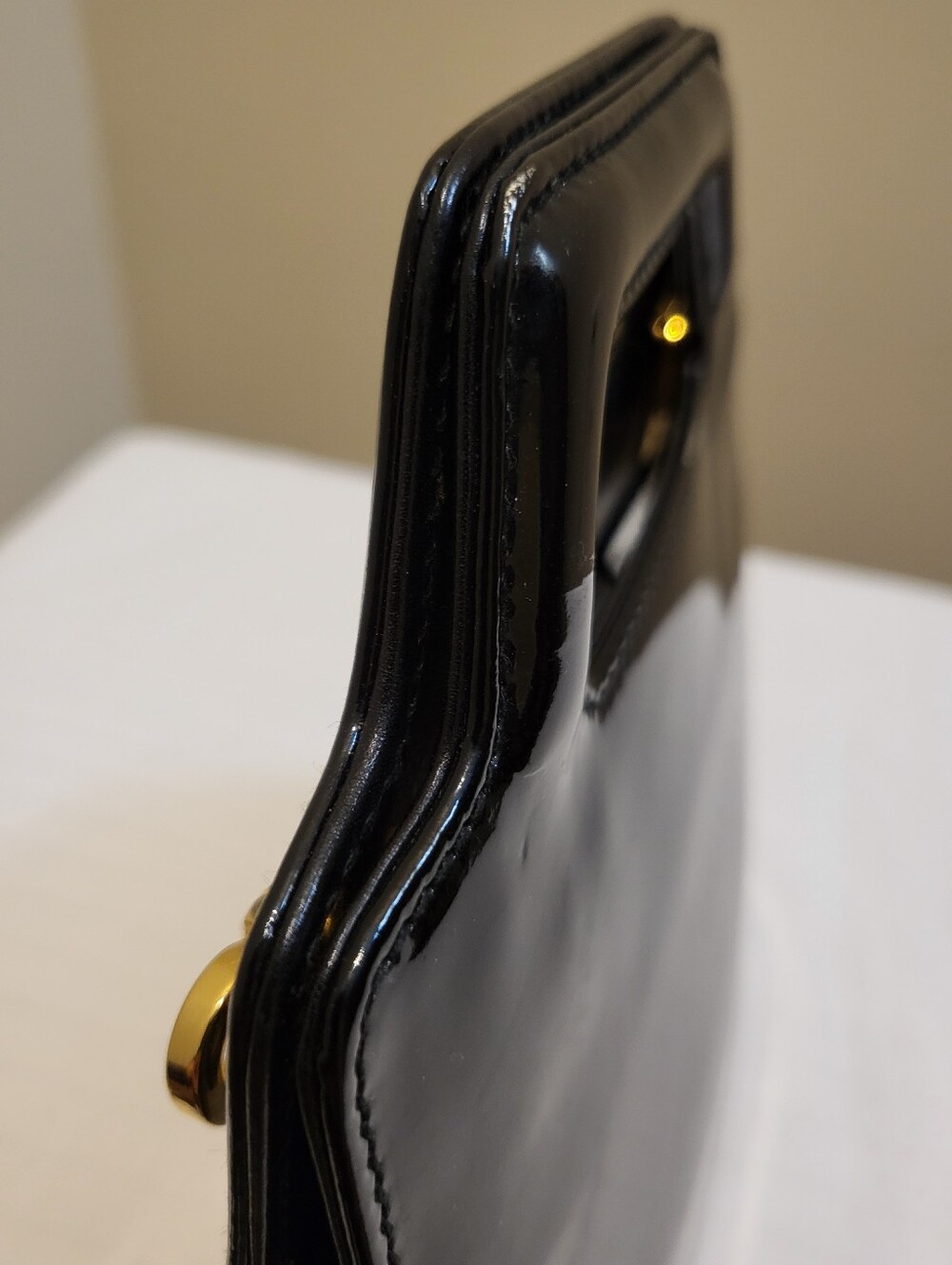 Salvatore Ferragamo Mini Wanda Black Patent Leather Top-Handle Bag with Strap - Picture 9 of 16